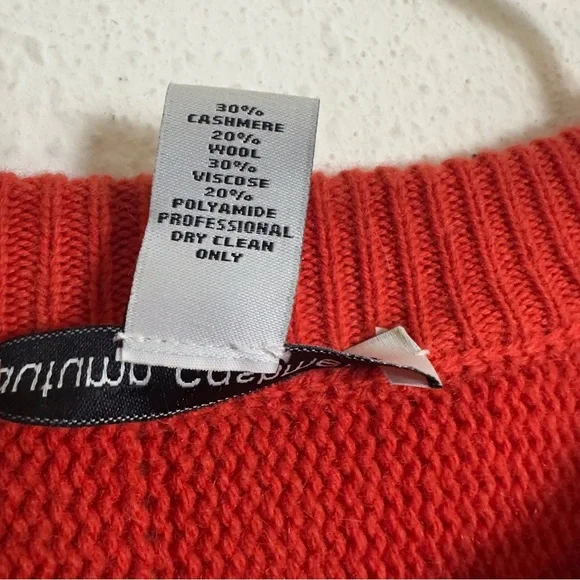 Autumn cashmere bittersweet red cropped boxy cashmere wool blend knit sweater - Picture 5 of 5